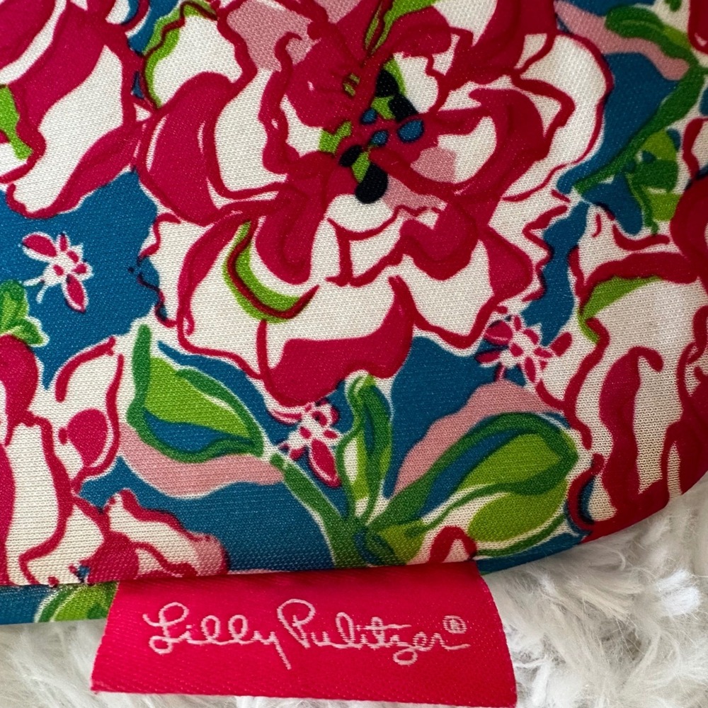 Lilly Pulitzer Tablet Sleeve Case Floral Print Pink Blue Zippered Pouch Bag - Picture 3 of 7